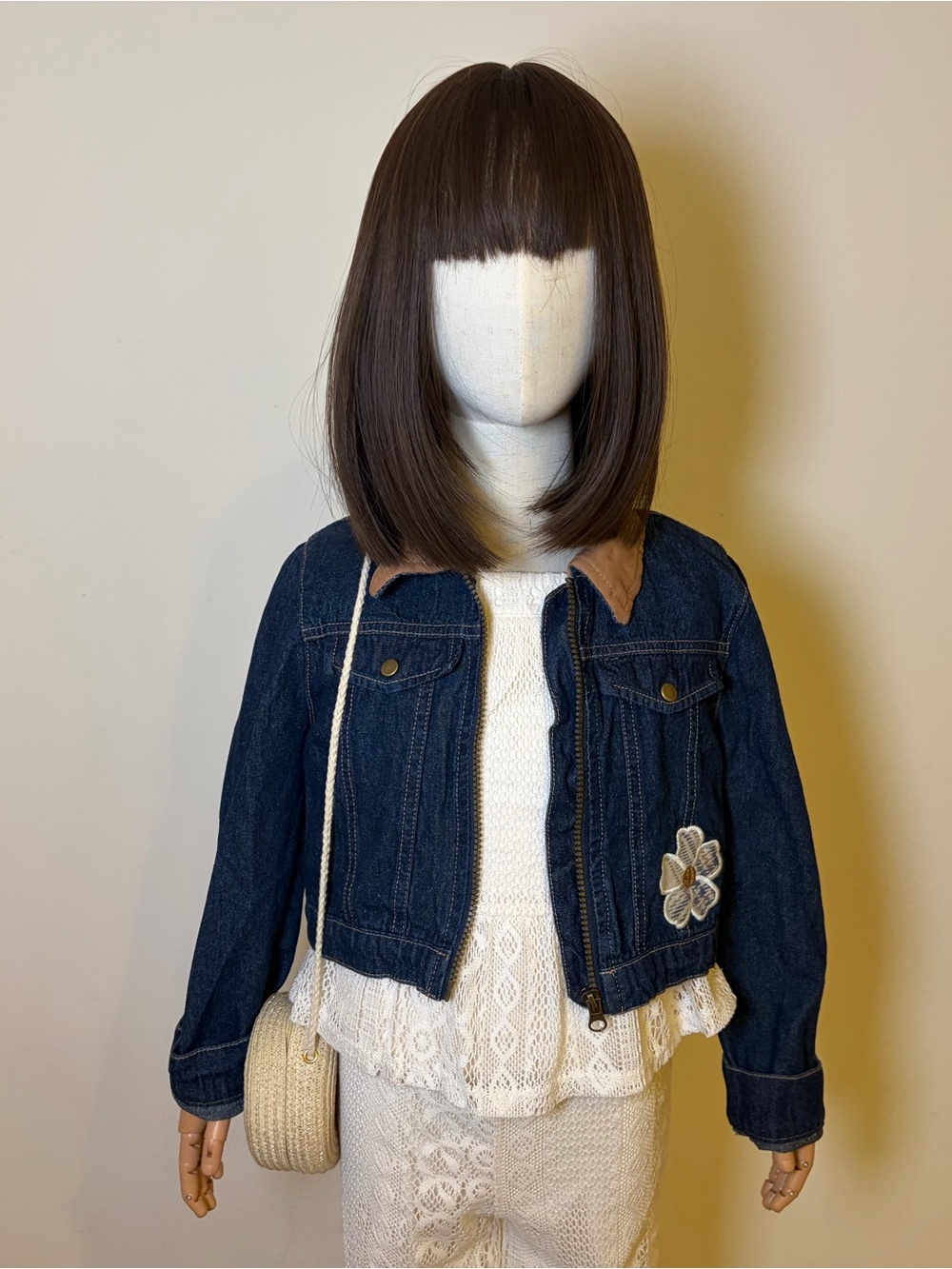 Little Lass Denim Flower Jacket Size 7/8